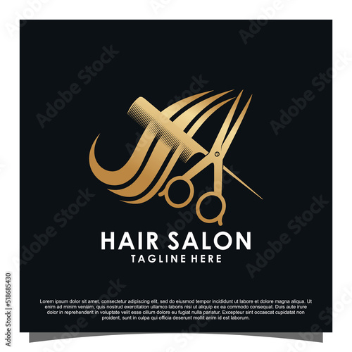 Luxury hair salon logo design Premium Vector