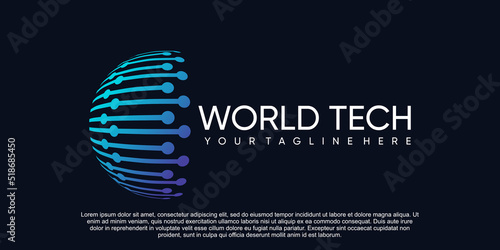 World tech logo design Premium Vector