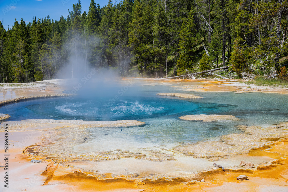 Sunny view of the landscape of Solitary Geyser Sunny view of the landscape of Solitary Geyser