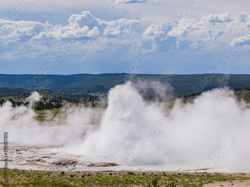 Sunny view of the landscape of Fountain Geyser of Fountain Paint Pots