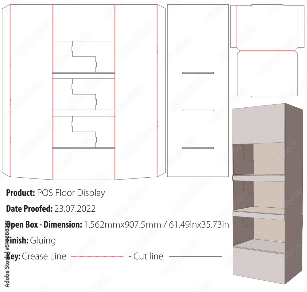POS Floor Display packaging design template gluing die cut - vector POS Floor Display packaging design template gluing die cut - vector