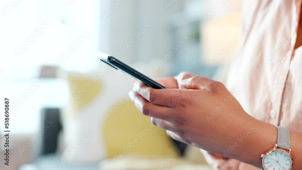 Person typing a quick reply on her phone using the latest instant messaging apps. Closeup of one modern woman texting at home. Trendy female networking and interacting on social media Person typing a quick reply on her phone using the latest instant messaging apps. Closeup of one modern woman texting at home. Trendy female networking and interacting on social media