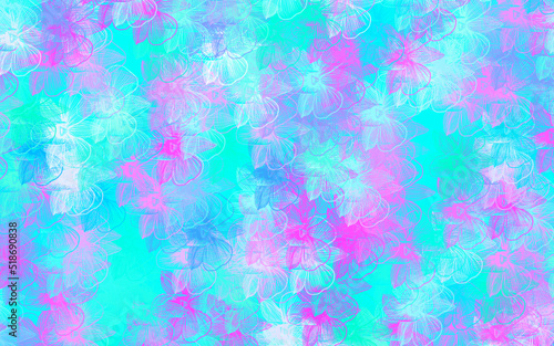 Dark Pink, Blue vector doodle pattern with flowers.