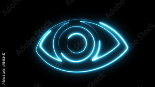 Neon eye. Computer generated 3d render