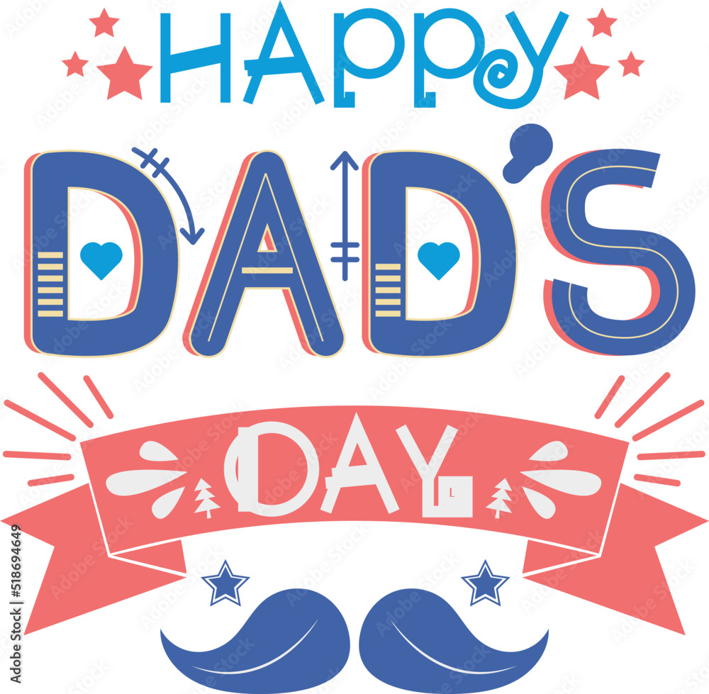 Happy Father's Day Card Typeface Vector Symbol Sticker Art