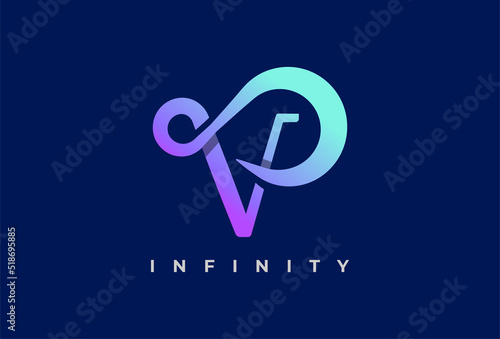 Infinity Logo. letter V with infinity icon combination. suitable for technology, brand and company logo, vector illustration