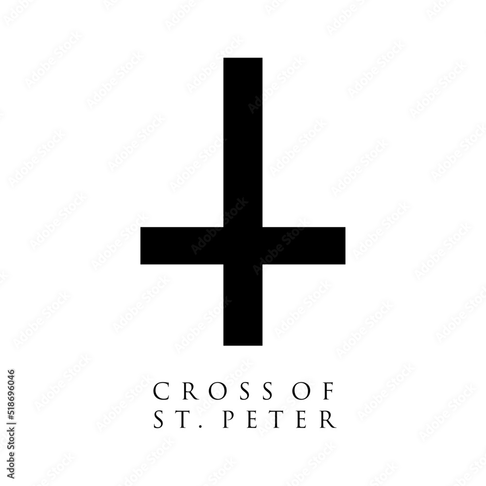 Cross of St. Peter vector illustration. The Cross of Saint Peter or Petrine Cross is an inverted Latin cross traditionally used as a Christian symbol
