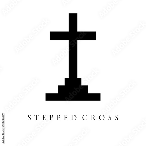 stepped cross vector illustration. Christians catholicism icons tribal vector collection peace jesus pictures. Cross spirituality, catholicism believe, christianity religious illustration