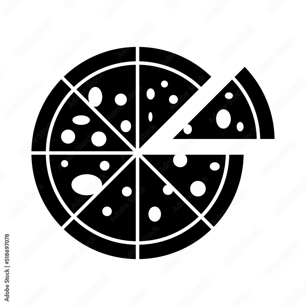 Pizza black vector icon on white background Pizza black vector icon on white background