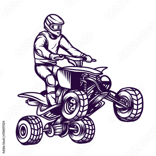 Freestyler Riding Atv quad bike extreme sport vector illustration 