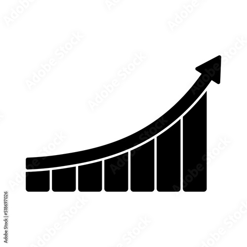 Growth graph vector icon on white background