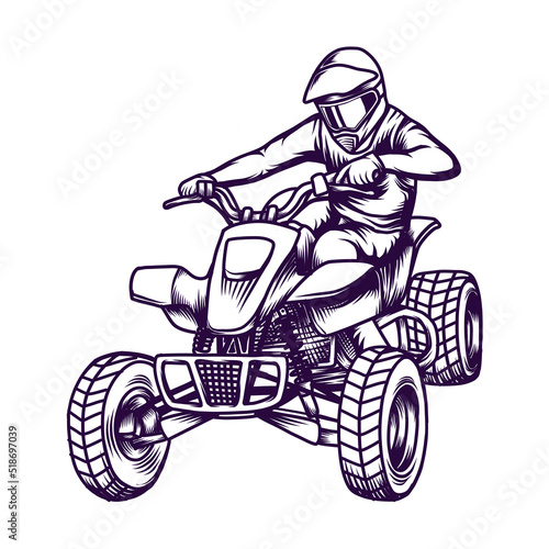ATV Quad bike racing extreme. Adventure vector vintage logo