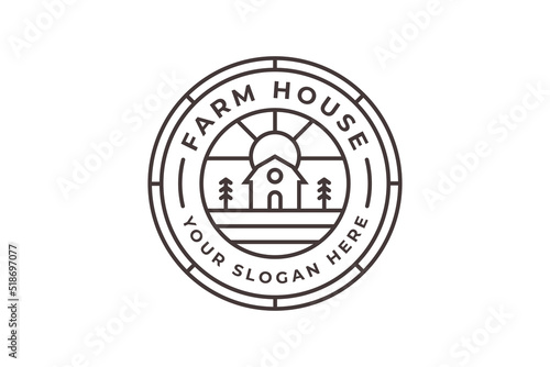 farmhouse, warehouse or barn, simple vintage logo design with line art style
