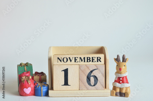 November 16, Christmas, Birthday with number cube design for the background.