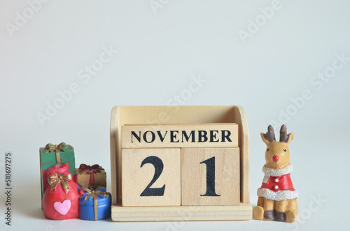 November 21, Christmas, Birthday with number cube design for the background.