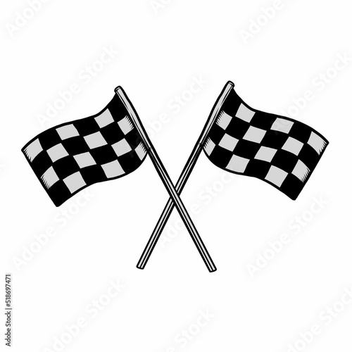 Checkered Flag Isolated On White. Finish Race Flag Vector Illustration