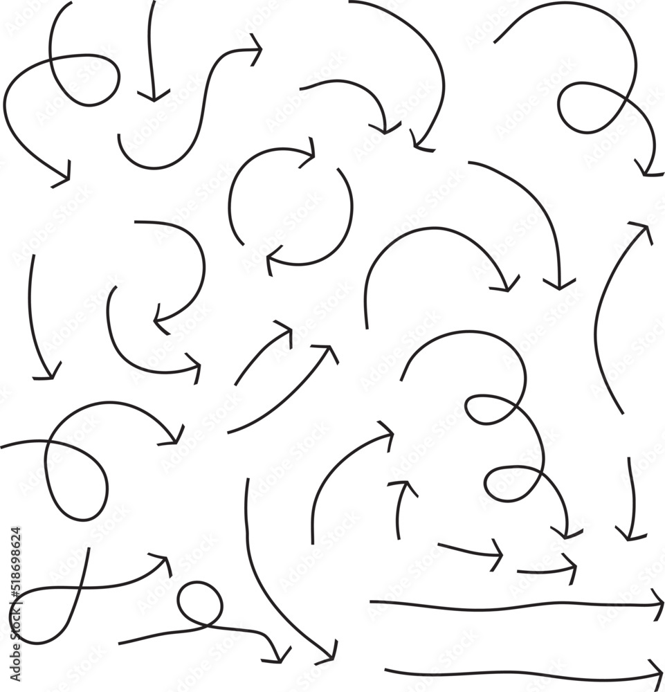 Isolated vector hand drawn arrows set on a white background
Isolated vector hand drawn arrows set on a white background