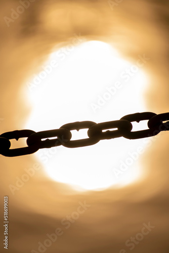 Chain across sun reflection in the water photo