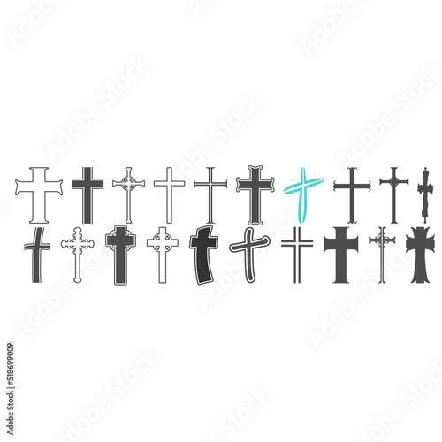 Christian crosses icons collection. Religion concept illustration