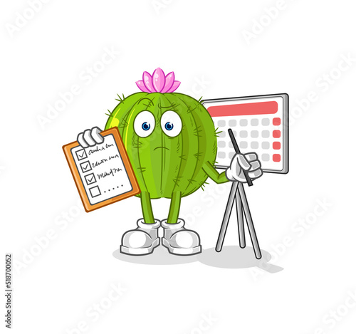 cactus schedule list vector. cartoon character