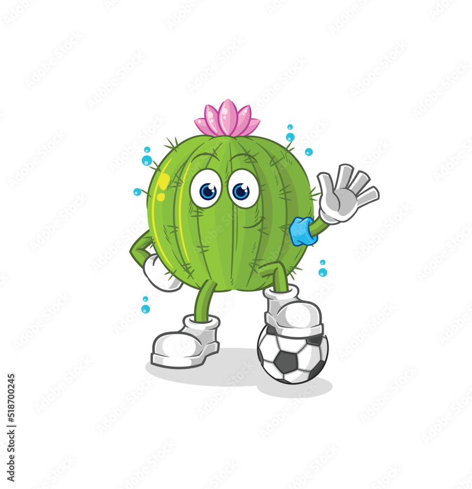 Obraz premium cactus playing soccer illustration. character vector
