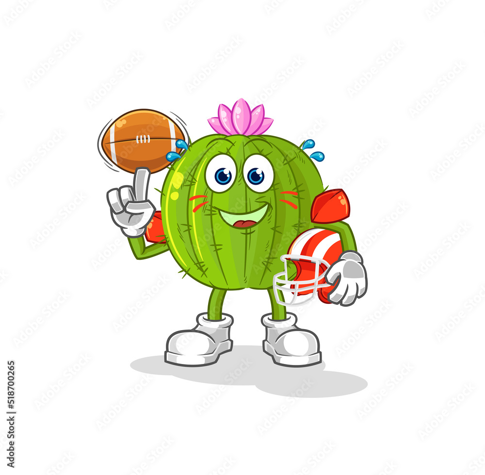 Obraz premium cactus playing rugby character. cartoon mascot vector
