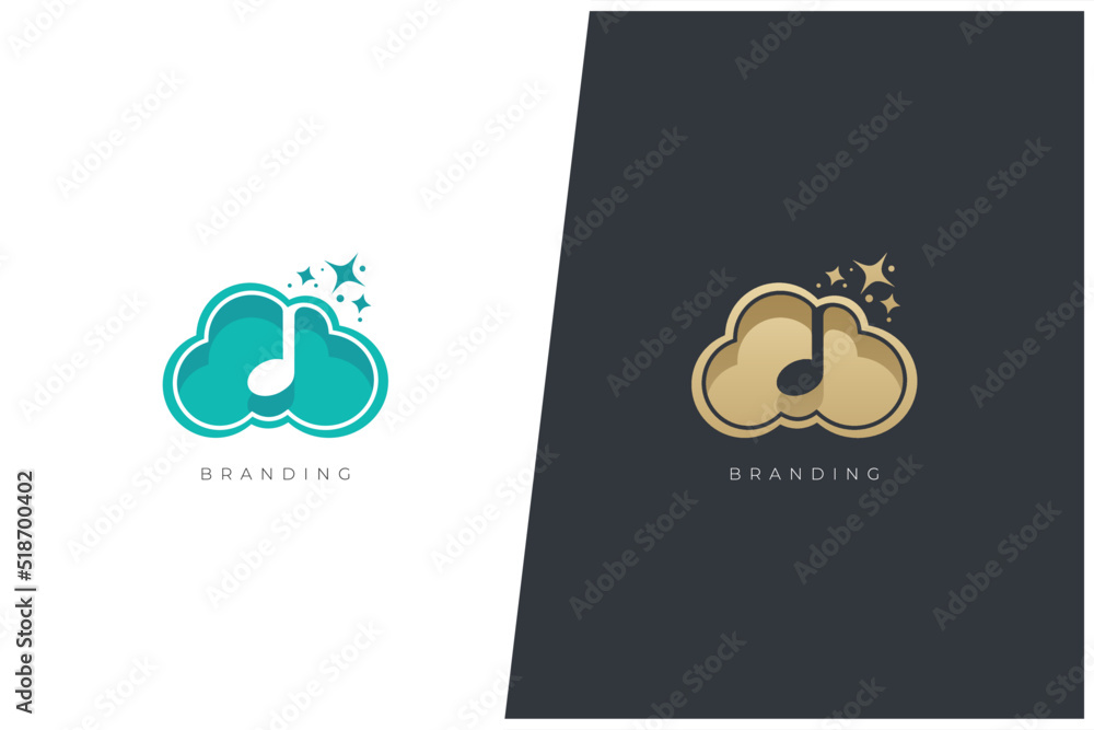 Cloud Music Multimedia Production Vector Logo Concept