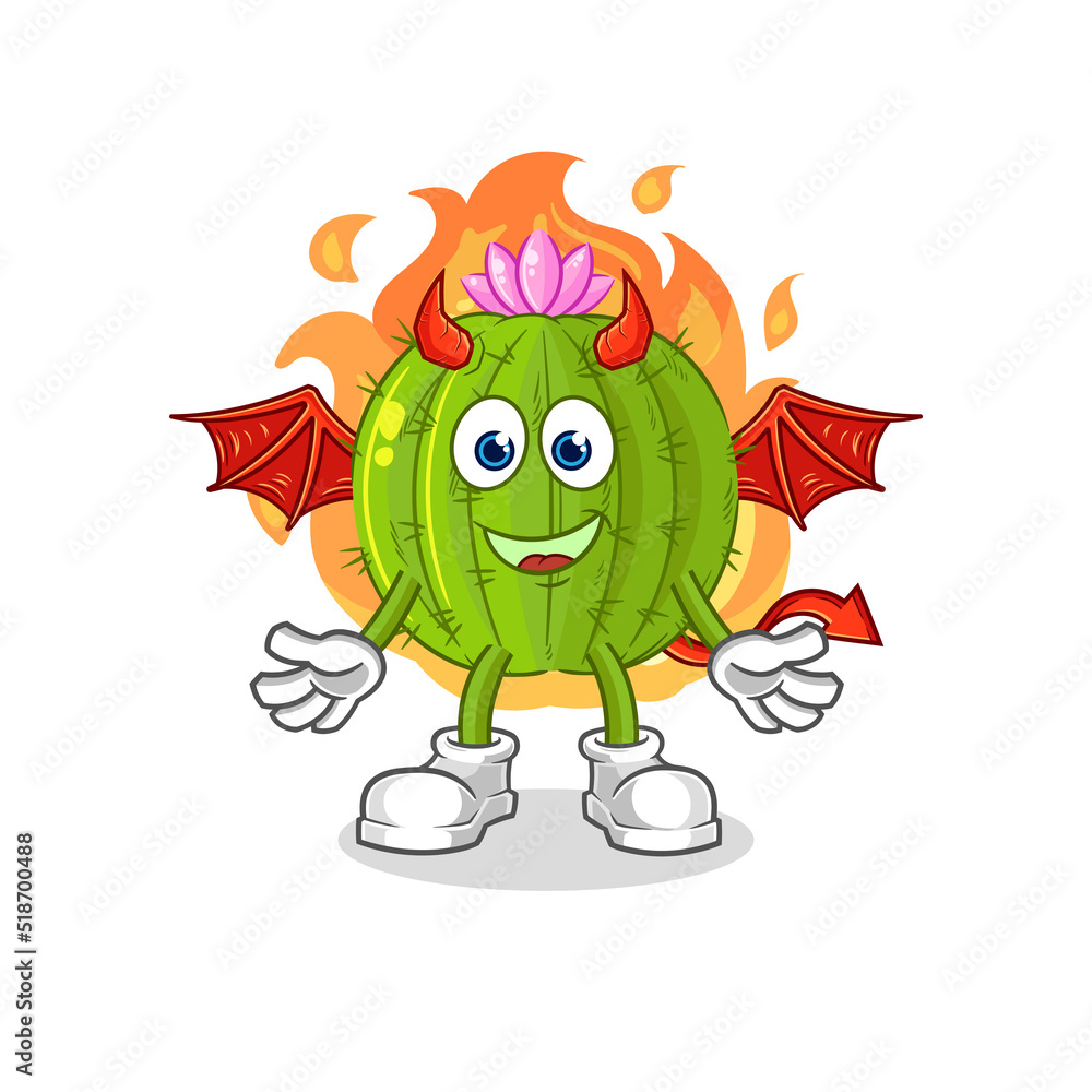 cactus demon with wings character. cartoon mascot vector cactus demon with wings character. cartoon mascot vector