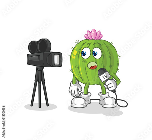 cactus tv reporter cartoon. cartoon mascot vector