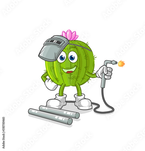 cactus welder mascot. cartoon vector