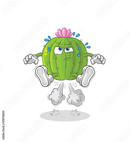 cactus fart jumping illustration. character vector