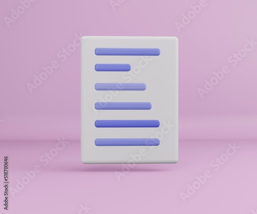 pink background, notepad icon. 3d render illustration. photo