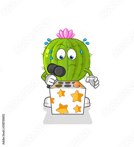 cactus play whack a mole mascot. cartoon vector