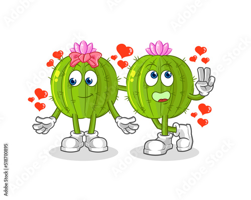 cactus dating cartoon. character mascot vector