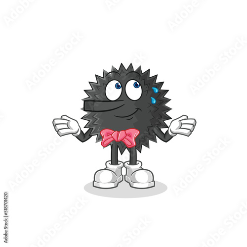 sea urchin lie like Pinocchio character. cartoon mascot vector