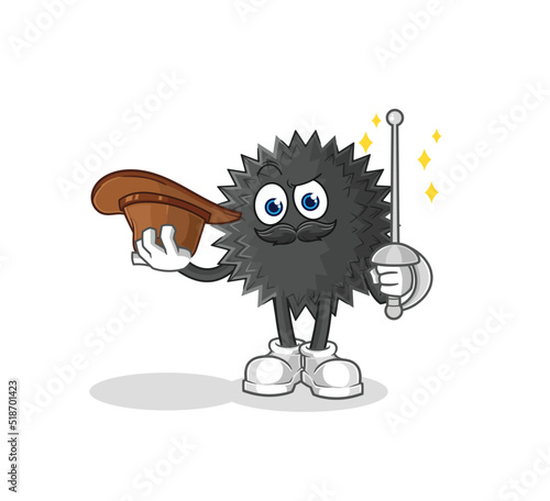 sea urchin fencer character. cartoon mascot vector