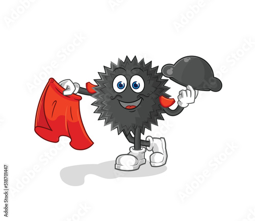 sea urchin matador with red cloth illustration. character vector