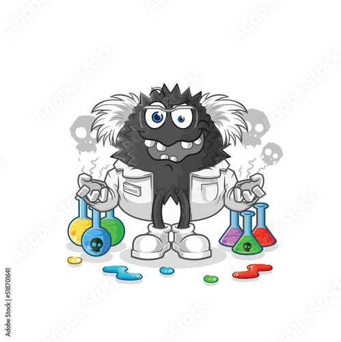 sea urchin mad scientist illustration. character vector