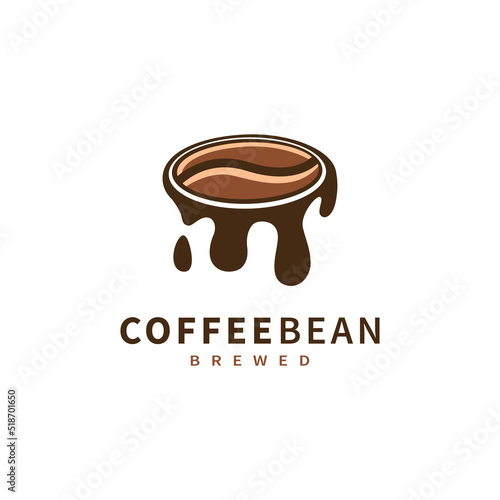 Coffee bean drop icon logo design, Coffee bean brewed vector illustration