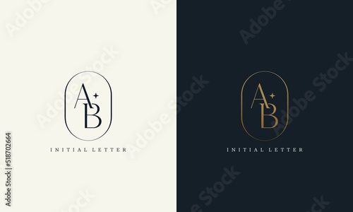 premium AB logo monogram with gold circle frame. luxury initials design minimal modern typeface