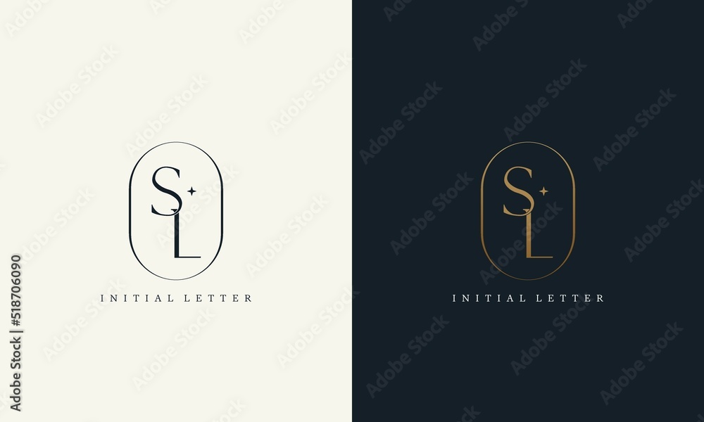 premium SL logo monogram with gold circle frame. luxury initials design ...