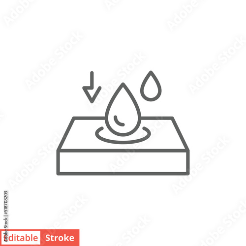 Absorption icon. Simple outline style. Water and liquid absorbent cloth. Thin line vector illustration design isolated on white background. Editable stroke EPS 10.