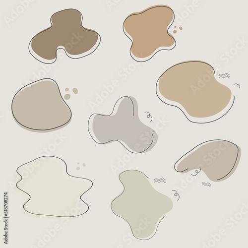 Set of Organic Blob Shapes with earth tone color