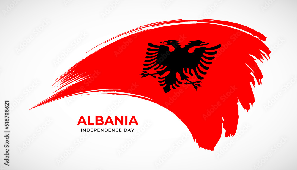 Hand drawing brush stroke flag of Albania with painting effect vector illustration Hand drawing brush stroke flag of Albania with painting effect vector illustration