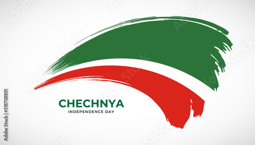 Hand drawing brush stroke flag of Chechnya with painting effect vector illustration photo