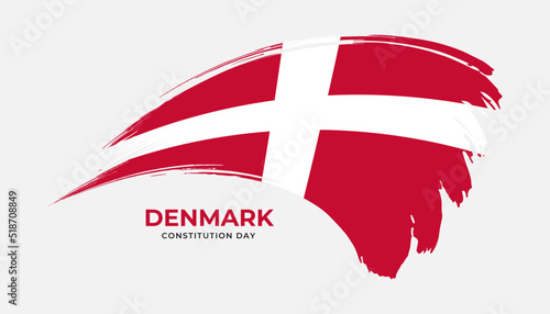 Hand drawing brush stroke flag of Denmark with painting effect vector illustration