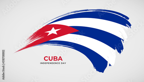 Hand drawing brush stroke flag of Cuba with painting effect vector illustration