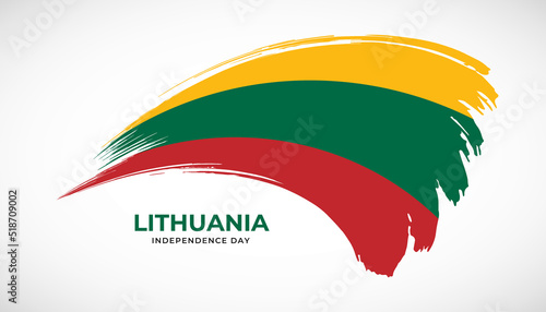 Hand drawing brush stroke flag of Lithuania with painting effect vector illustration