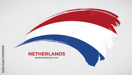 Hand drawing brush stroke flag of Netherlands with painting effect vector illustration