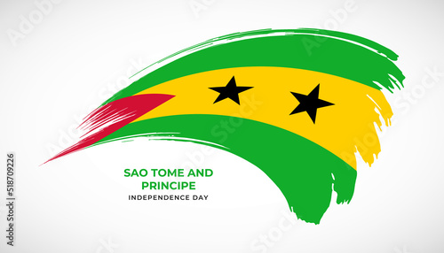 Hand drawing brush stroke flag of Sao Tome and Principe with painting effect vector illustration
